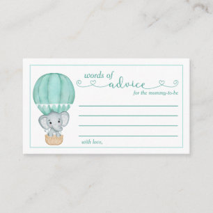 Words of Advice Green Elephant Baby Shower Enclosure Card