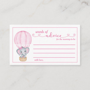 Words of Advice Pink Elephant Baby Shower Enclosure Card