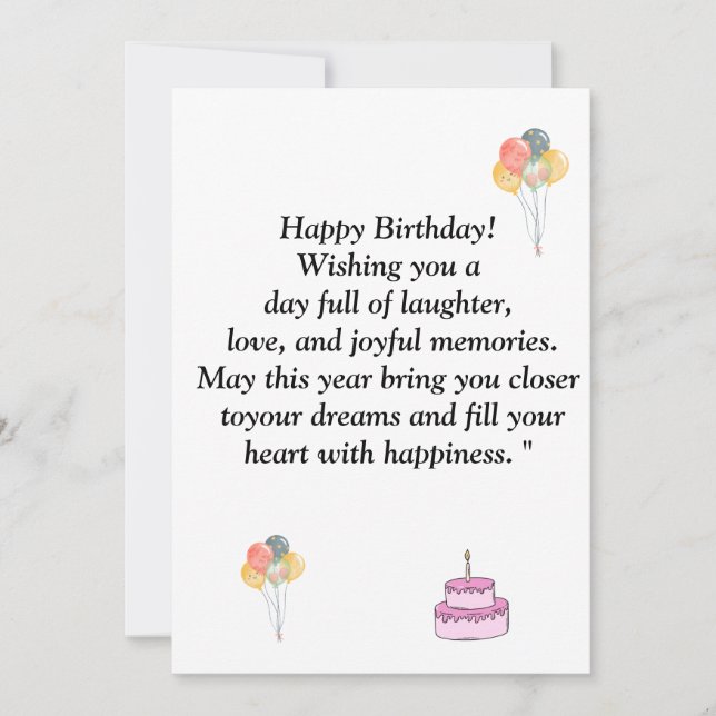  Words of congratulations for the happy birthday o Invitation (Front)