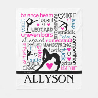 Words of Gymnastics Terminology w/ Monogram Fleece Blanket