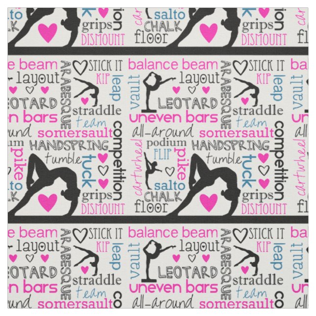 Words of Gymnastics Tri-Colour Terminology Fabric (Swatch)