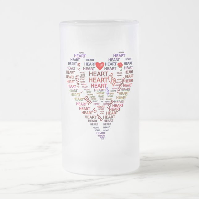 Words of Heart Frosted Glass Beer Mug (Center)