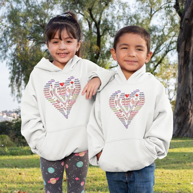 Words of Heart Girls Hooded Sweatshirt (Words of Heart Girls Hooded Sweatshirt)
