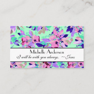 Words of Jesus, I will be with you always, Floral Business Card