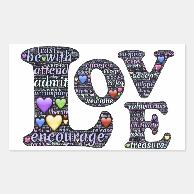 Words of Love Rectangle Stickers (Front)