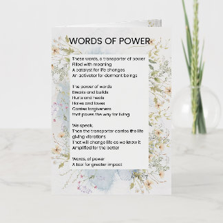 Words Of Power Uplifting Poem Poetry  Foil Greeting Card