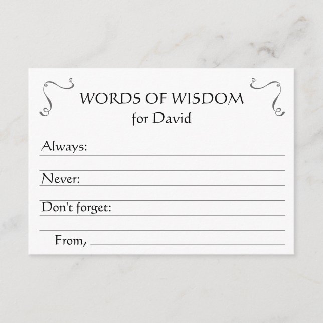 Words of Wisdom Graduation Grad Advice Cards (Front)