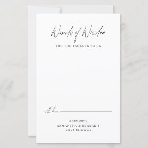 Words of Wisdom Parents To Be Baby Shower Card
