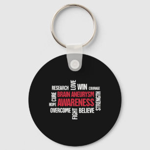 Words Present Brain Aneurysm Awareness Key Ring