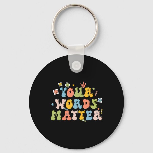 Words Problem Retro Pathologist Mental Health Awar Key Ring (Front)