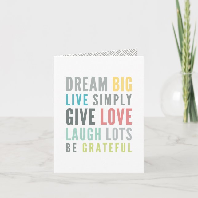WORDS TO LIVE BY modern motivational mantra quote Holiday Card (Front)