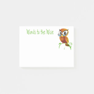 Words to the Wise Owl Cartoon Post-it Notes