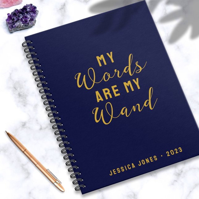 Words Wand Law of Attraction Navy Manifestation Notebook (In Situ)