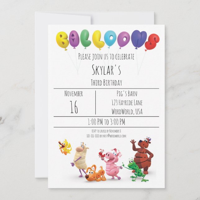 WordWorld Party Invite (Front)