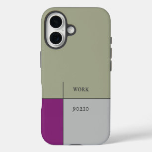work 90210, beige grey abstract modern art iPhone 16 case