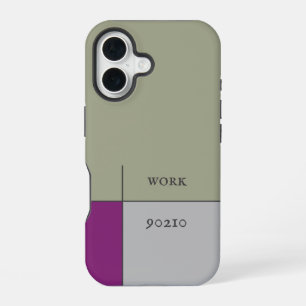 work 90210, beige grey abstract modern art iPhone 16 case