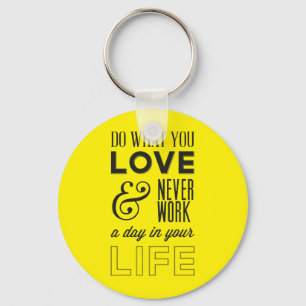 Work, Attitude, Success, Goals Motivational Yellow Key Ring