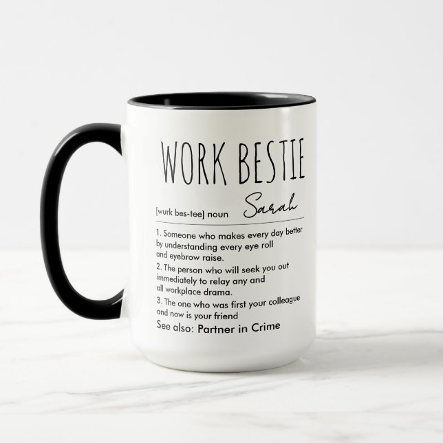 Work Bestie Custom Name Funny Definition Mug (Left)