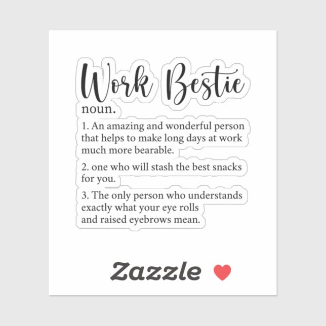 Work Bestie Definition, Gift For Work Friend (Sheet)