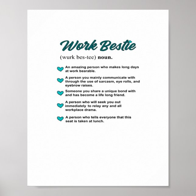 Work Bestie Definition Teal Classic Poster (Front)