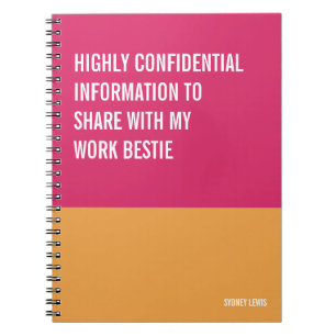 Work Bestie Office Humor Funny Snarky Gag Gift Notebook