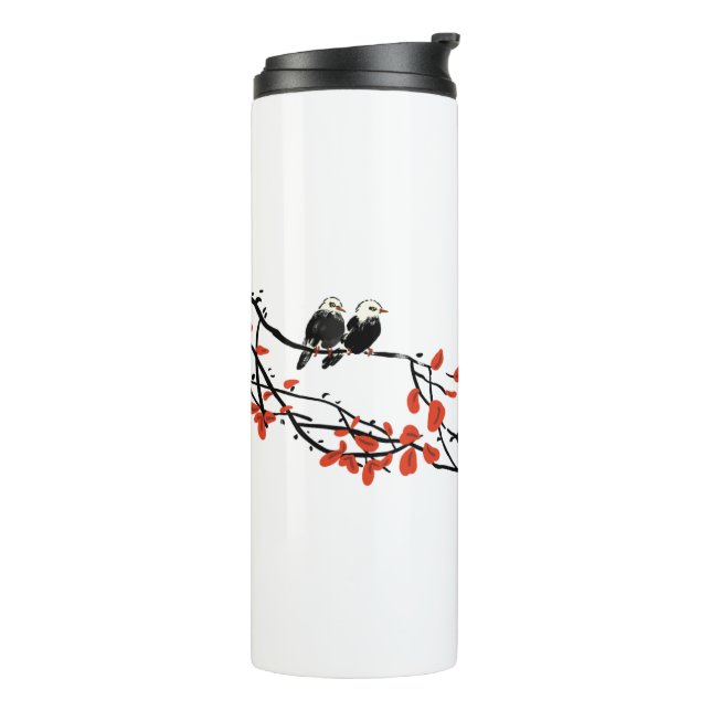 Work Besties Gift Two Birds on Tree Branch  Thermal Tumbler (Rotated Left)