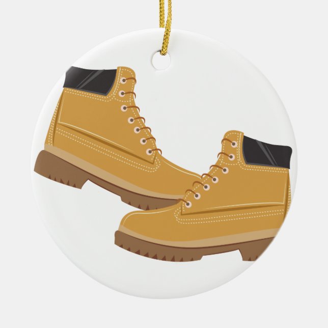 Work Boots Ceramic Tree Decoration (Front)