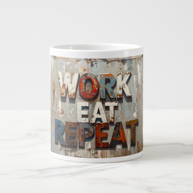 Work eat repeat large coffee mug (Front)
