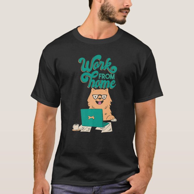 work freelancer dog coffee mouse cute smile bone d T-Shirt (Front)
