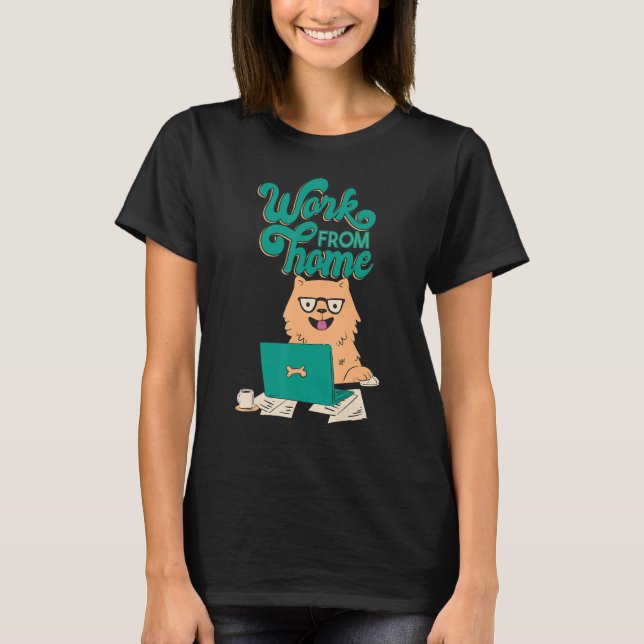 work freelancer dog coffee mouse cute smile bone d T-Shirt (Front)