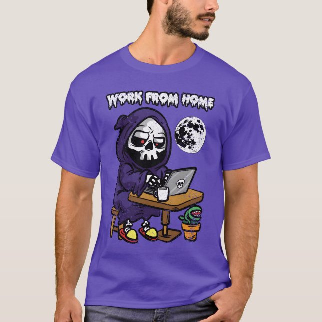 WORK FROM HOME HALLOWEEN friends T-Shirt (Front)