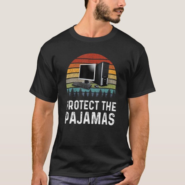 Work From Home Protect The Pyjamas Virtual Employe T-Shirt (Front)