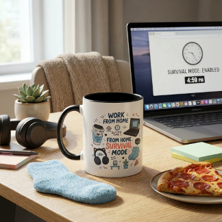 Work From Home Survival Mode Funny Coffee Mug
