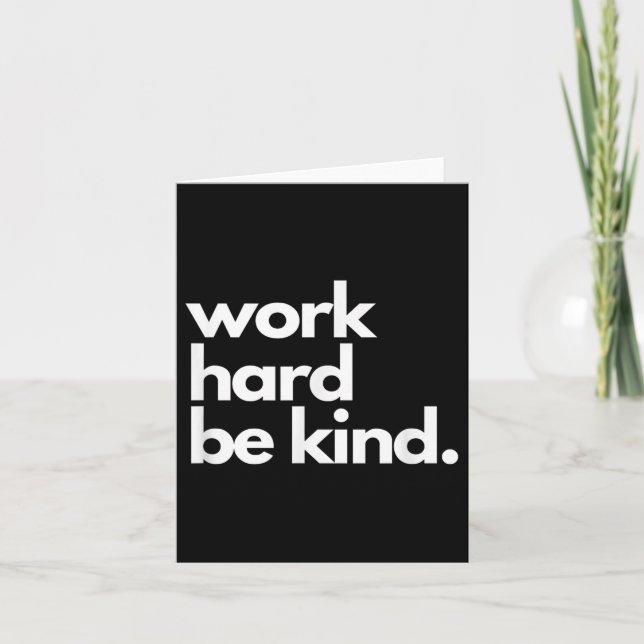 Work Hard Be Kind Insrational Motivational Workout Card (Front)