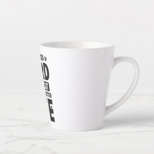 Work Hard Cat Better Life International Cat Day Latte Mug (Right)