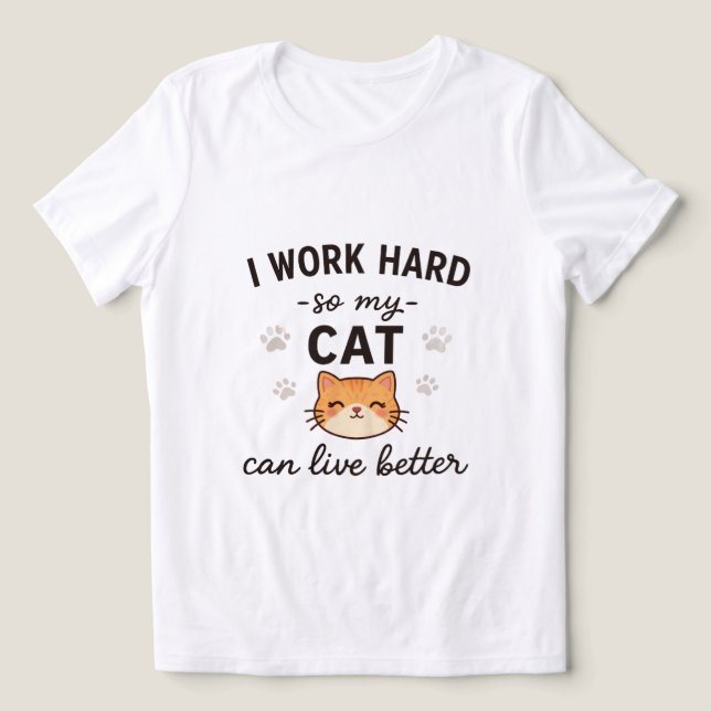 Work Hard Cat Lover Funny T-Shirt Tri-Blend Shirt (Design Front)