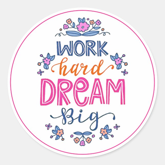 Work hard classic round sticker (Front)