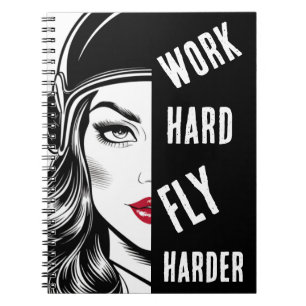 WORK hard, Fly Harder, Pilot,Comic Notebook