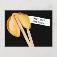 Work Hard Get Lucky Fortune Cookie Postcard