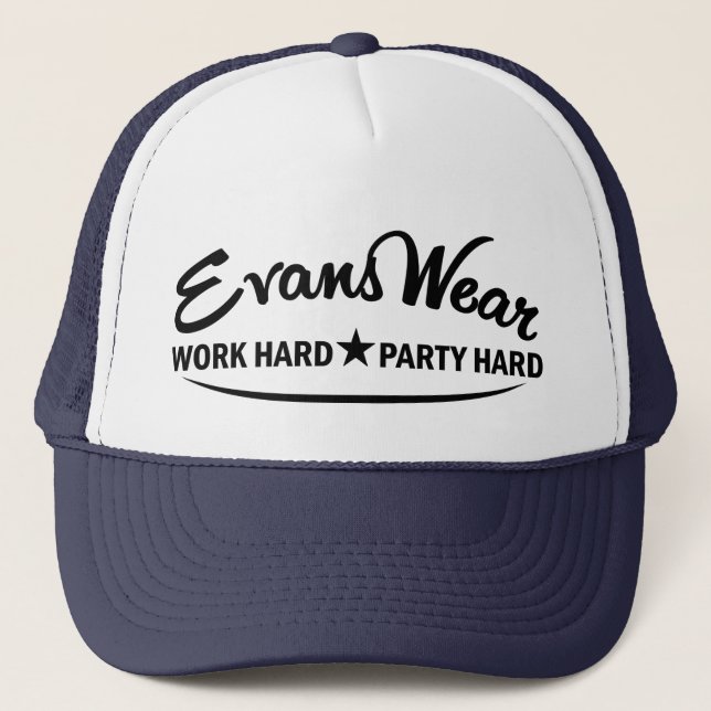 WORK HARD PARTY HARD TRUCKER HAT (Front)