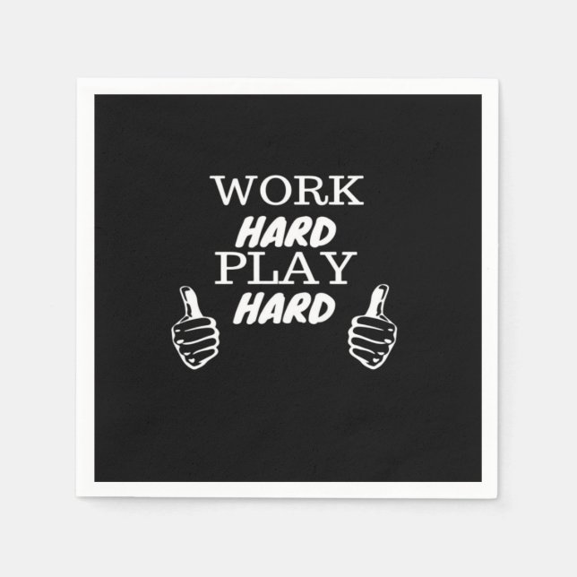 Work Hard Play Hard Black Background Fitted V-Neck Napkin (Front)