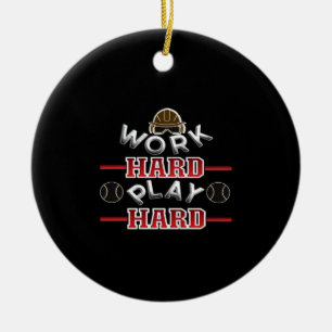 Work Hard Play Hard Classic Ceramic Tree Decoration