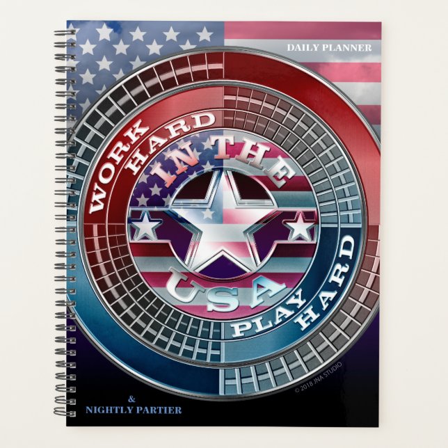 Work Hard, Play Hard In The USA Planner (Front)