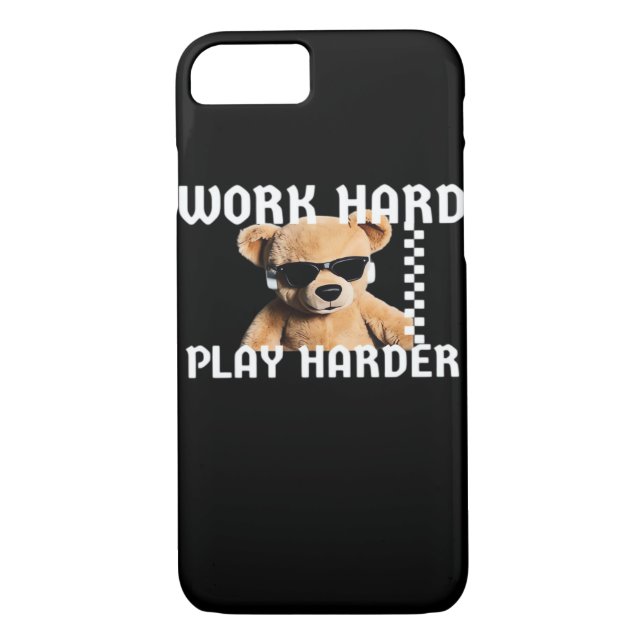 Work Hard Play Hard- Teddy Bear Classic Case-Mate iPhone Case (Back)