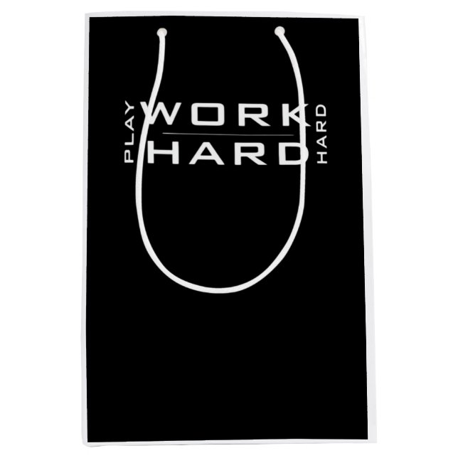 Work Hard Play Hard Wnite & Black Classic Medium Gift Bag (Front)