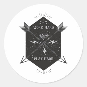Work Hard Play So Hard Classic Round Sticker