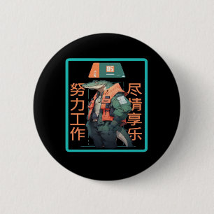 Work Hard Play so Hard Crocodile 6 Cm Round Badge