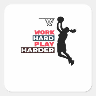Work Hard Play So Hard Female Basketball Player Cl Square Sticker