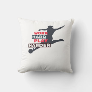 Work Hard Play So Hard Female Soccer Player Classi Cushion