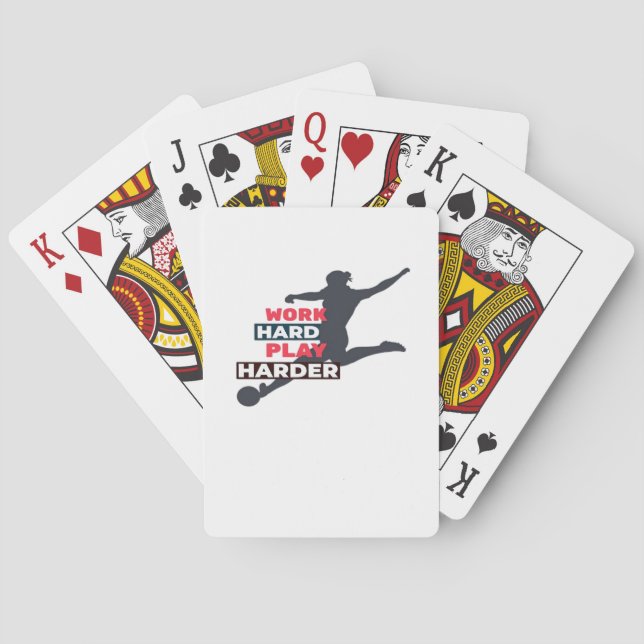 Work Hard Play So Hard Female Soccer Player Classi Playing Cards (Back)